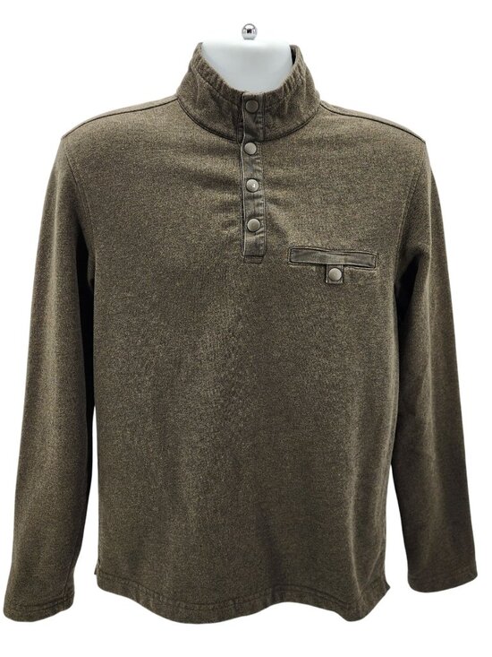 Untuckit Mens Medium Sweatshirt Parkson Snap Fleece Green Long Sleeve - Picture 1 of 10